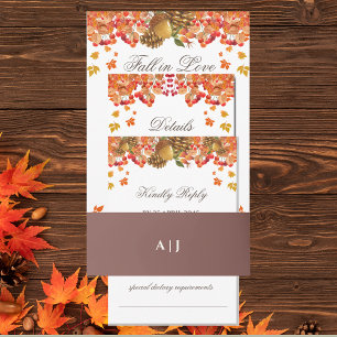 Mocha Monogram Herfstbruiloft Uitnodigingen Wikkel