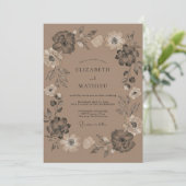 Mocha Moody Vintage Bruiloft Kaart (Staand voorkant)