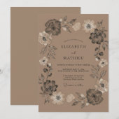 Mocha Moody Vintage Bruiloft Kaart (Voorkant / Achterkant)