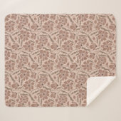 Mocha Mousse Abstracte Bloem in Mid Century Modern Sherpa Deken (Voorkant (horizontaal))