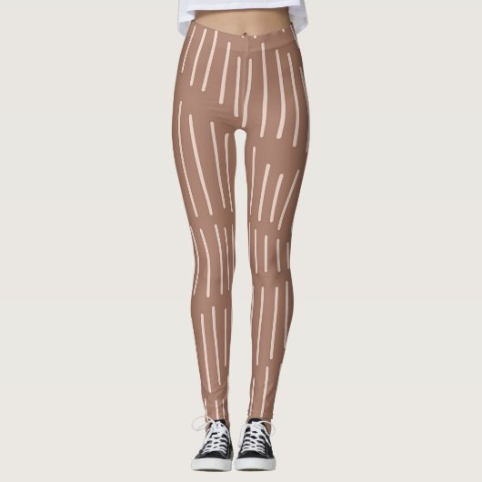 Mocha Mousse Abstracte handgetekende doedellijn (4 Leggings (Voorkant)