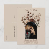 Mocha Mousse Beige Brown Floral Bewaar de datum Aankondigingskaart (Voorkant / Achterkant)