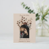 Mocha Mousse Beige Brown Floral Bewaar de datum Aankondigingskaart (Staand voorkant)
