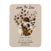 Mocha Mousse Beige Brown Floral Bewaar de datum Magneet (Verticaal)