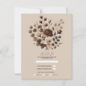 Mocha Mousse Beige Bruin Bloemen Huwelijk RSVP Kaart (Voorkant)