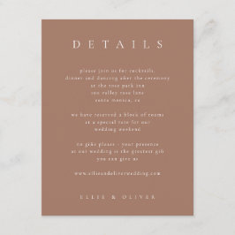 Mocha Mousse Boho Details Huwelijk Modern Informatiekaartje