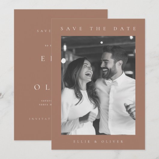 Mocha Mousse Boho Foto Sla de datum op Kaart (Voorkant / Achterkant)