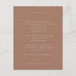 Mocha Mousse Boho Fotobruiloft Modern Informatiekaartje