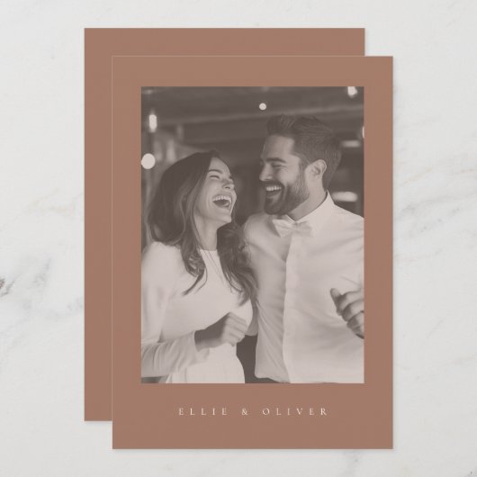 Mocha Mousse Boho Fotobruiloft Modern Kaart (Voorkant / Achterkant)