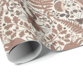 Mocha mousse bos-/bosdieren en planten cadeaupapier (Rol Hoek)