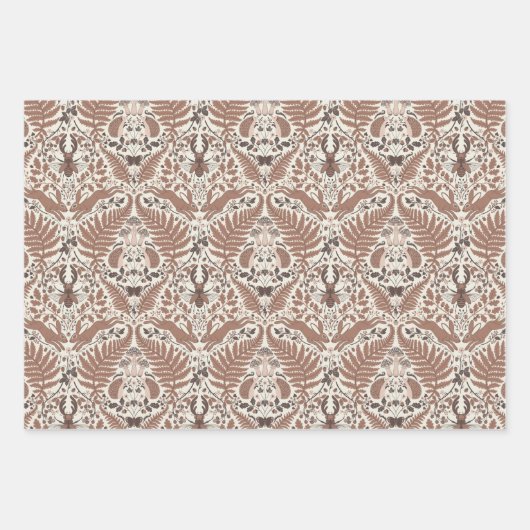 Mocha mousse bos-/bosdieren en planten inpakpapier vel (Voorkant 3)