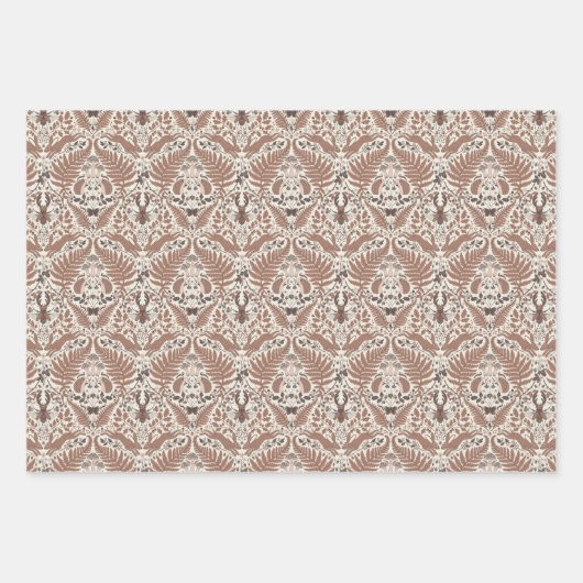 Mocha mousse bos-/bosdieren en planten inpakpapier vel (Voorkant 2)