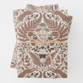 Mocha mousse bos-/bosdieren en planten inpakpapier vel (In situ)