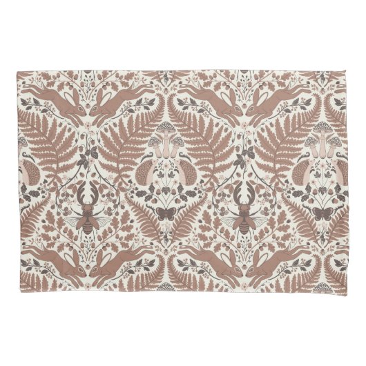 Mocha mousse bos-/bosdieren en planten kussensloop (Voorkant-Links)