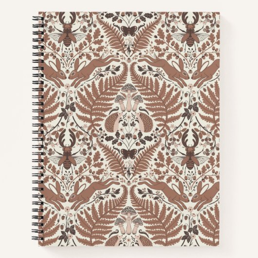 Mocha mousse bos-/bosdieren en planten notitieboek (Voorkant)