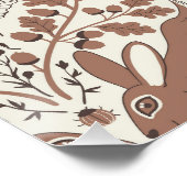 Mocha mousse bos-/bosdieren en planten perfect poster (Hoek)