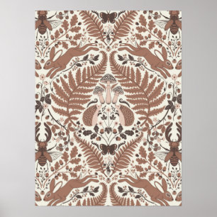 Mocha mousse bos/Bosdieren en planten Poster