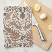 Mocha mousse bos-/bosdieren en planten theedoek (Quarter Fold)