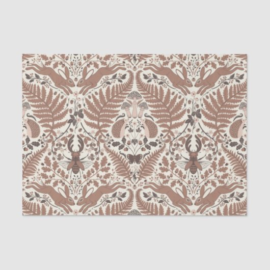 Mocha mousse bos-/bosdieren en planten tissuepapier (Voorkant)