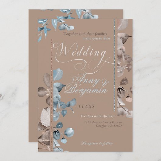 Mocha Mousse Botanical 01 Kaart (Voorkant / Achterkant)