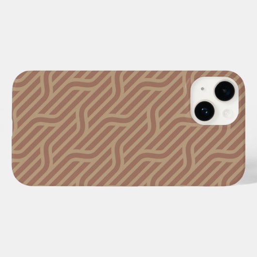 Mocha Mousse Brown Buffed Beige Wavy Line Pattern Case-Mate iPhone Case (Achterkant (horizontaal))