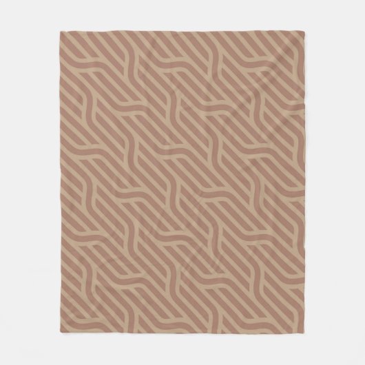 Mocha Mousse Brown Buffed Beige Wavy Line Pattern Fleece Deken (Voorkant)