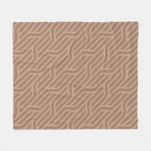 Mocha Mousse Brown Buffed Beige Wavy Line Pattern Fleece Deken (Voorkant (Horizontaal))