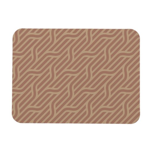 Mocha Mousse Brown Buffed Beige Wavy Line Pattern Magneet (Horizontaal)