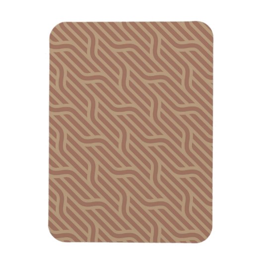 Mocha Mousse Brown Buffed Beige Wavy Line Pattern Magneet (Verticaal)