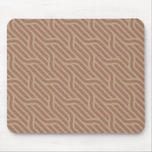 Mocha Mousse Brown Buffed Beige Wavy Line Pattern Muismat