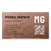 Mocha Mousse Bruin geometrisch meshpatroon QR-code Magnetisch Visitekaartje (Voorkant)
