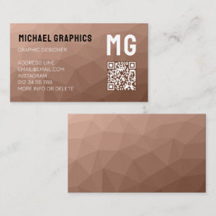 Mocha Mousse Bruine geometrische mesh QR-code Mono Visitekaartje