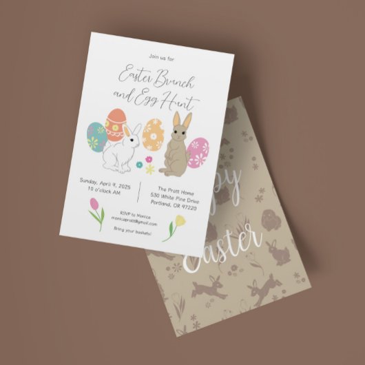 Mocha mousse Bunnies Paasbrunch en eierjacht Kaart