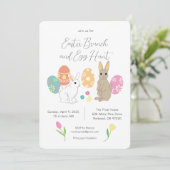 Mocha mousse Bunnies Paasbrunch en eierjacht Kaart (Staand voorkant)