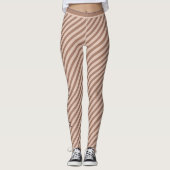 Mocha Mousse Cappuccino Jouw naam Gestreept Girly Leggings (Voorkant)