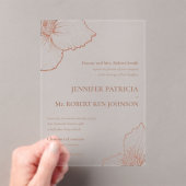 Mocha Mousse Clematis Botanische formele bruiloft Acryl Uitnodigingen (Insitu (Draagbaar))