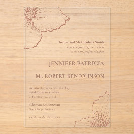 Mocha Mousse Clematis Botanische formele bruiloft Acryl Uitnodigingen