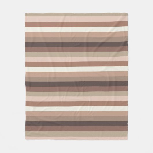 Mocha Mousse en accenten Horizontaal Stripe Patroo Fleece Deken (Voorkant)