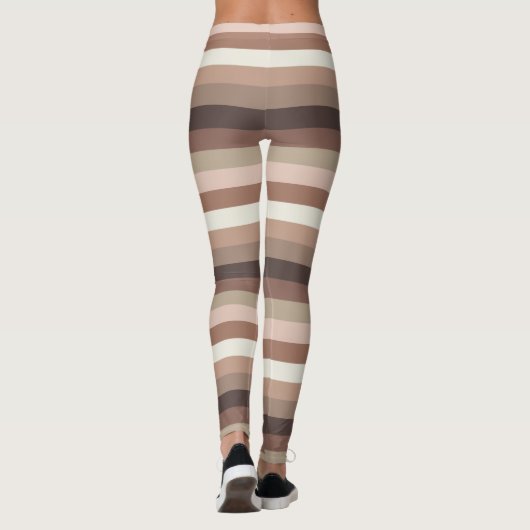 Mocha Mousse en accenten Horizontaal Stripe Patroo Leggings (Achterkant)