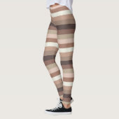 Mocha Mousse en accenten Horizontaal Stripe Patroo Leggings (Links)