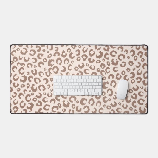 Mocha Mousse en Crème Tan Leopard Patroon Bureaumat (Keyboard & Muis)