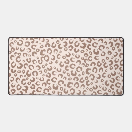 Mocha Mousse en Crème Tan Leopard Patroon Bureaumat (Voorkant)