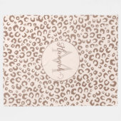 Mocha Mousse en Crème Tan Leopard Patroon Fleece Deken (Voorkant (Horizontaal))