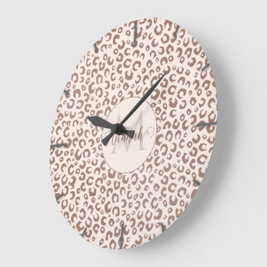 Mocha Mousse en Crème Tan Leopard Patroon Grote Klok (Hoek)