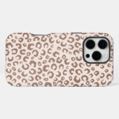 Mocha Mousse en Crème Tan Leopard Patroon iPhone Hoesje (Achterkant horizontaal)