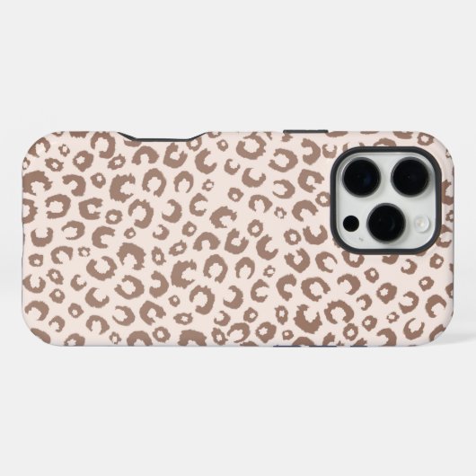 Mocha Mousse en Crème Tan Leopard Patroon iPhone Hoesje (Achterkant horizontaal)