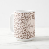 Mocha Mousse en Crème Tan Leopard Patroon Koffiemok (Voorkant links)
