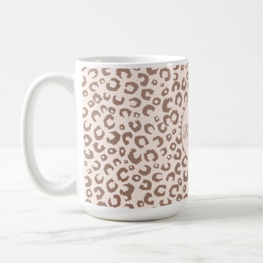 Mocha Mousse en Crème Tan Leopard Patroon Koffiemok (Links)