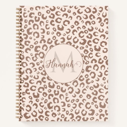 Mocha Mousse en Crème Tan Leopard Patroon Notitieboek (Voorkant)