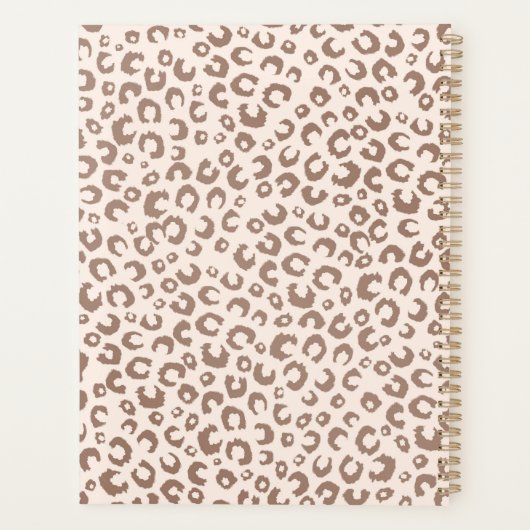 Mocha Mousse en Crème Tan Leopard Patroon Planner (Achterkant)